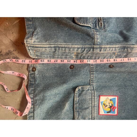 Vintage 90s Denim jacket, Jean Jacket, Oversized, Goofy Patch - Picture 4 of 7